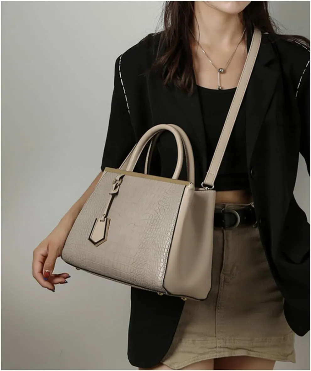 Stylish Crocodile Pattern Leather Handbag for Women - Versatile Top Handle Satchel Purse & Crossbody Bag in Yellow