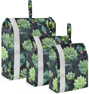 Succulent Black Packing Cubes for Travel 3 Set Compression Travel Cubes Suitcase Organizer Bags for Easy Packing