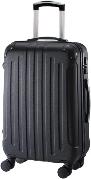 Suitcase Carry Bag - Black - M - 63L - Hard Shell - 8 Spinner Wheels - TSA Lock - Easy-Glide Casters