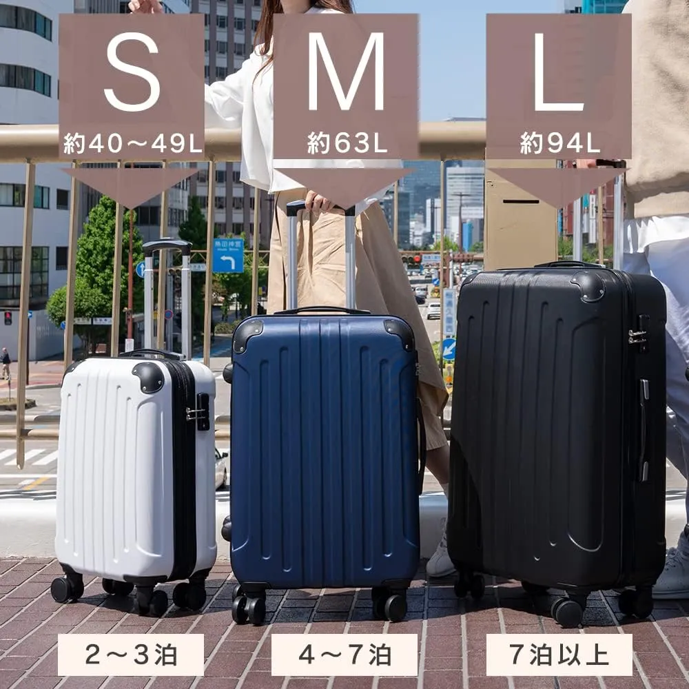 Suitcase Carry Bag - Black - M - 63L - Hard Shell - 8 Spinner Wheels - TSA Lock - Easy-Glide Casters