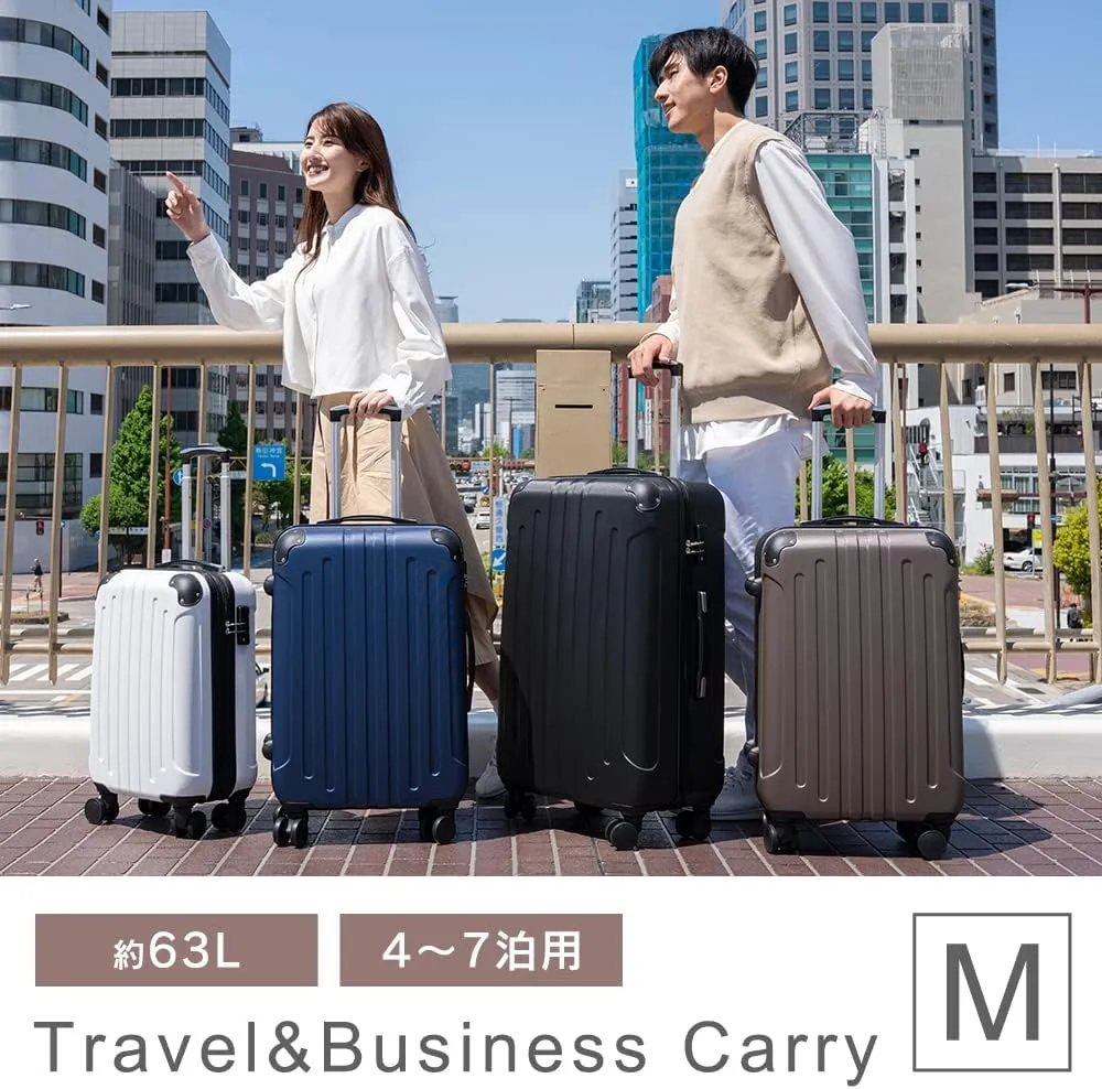 Suitcase Carry Bag - Black - M - 63L - Hard Shell - 8 Spinner Wheels - TSA Lock - Easy-Glide Casters