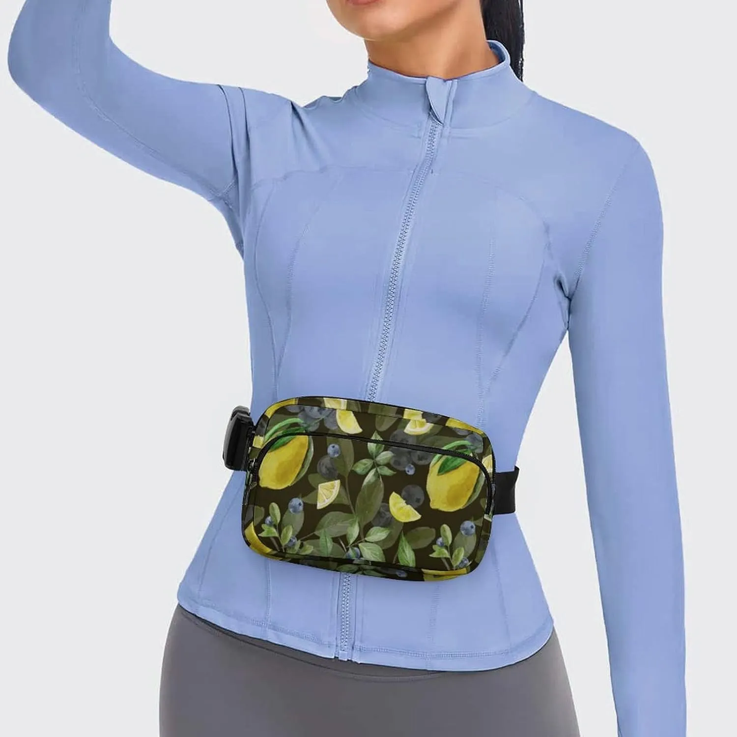 Summer Retro Lemons Fanny Pack Belt Bag with Adjustable Strap Fresh Blueberries Waist Packs Small Pouch Crossbody Bags for Hiking Running Cycling Traveling