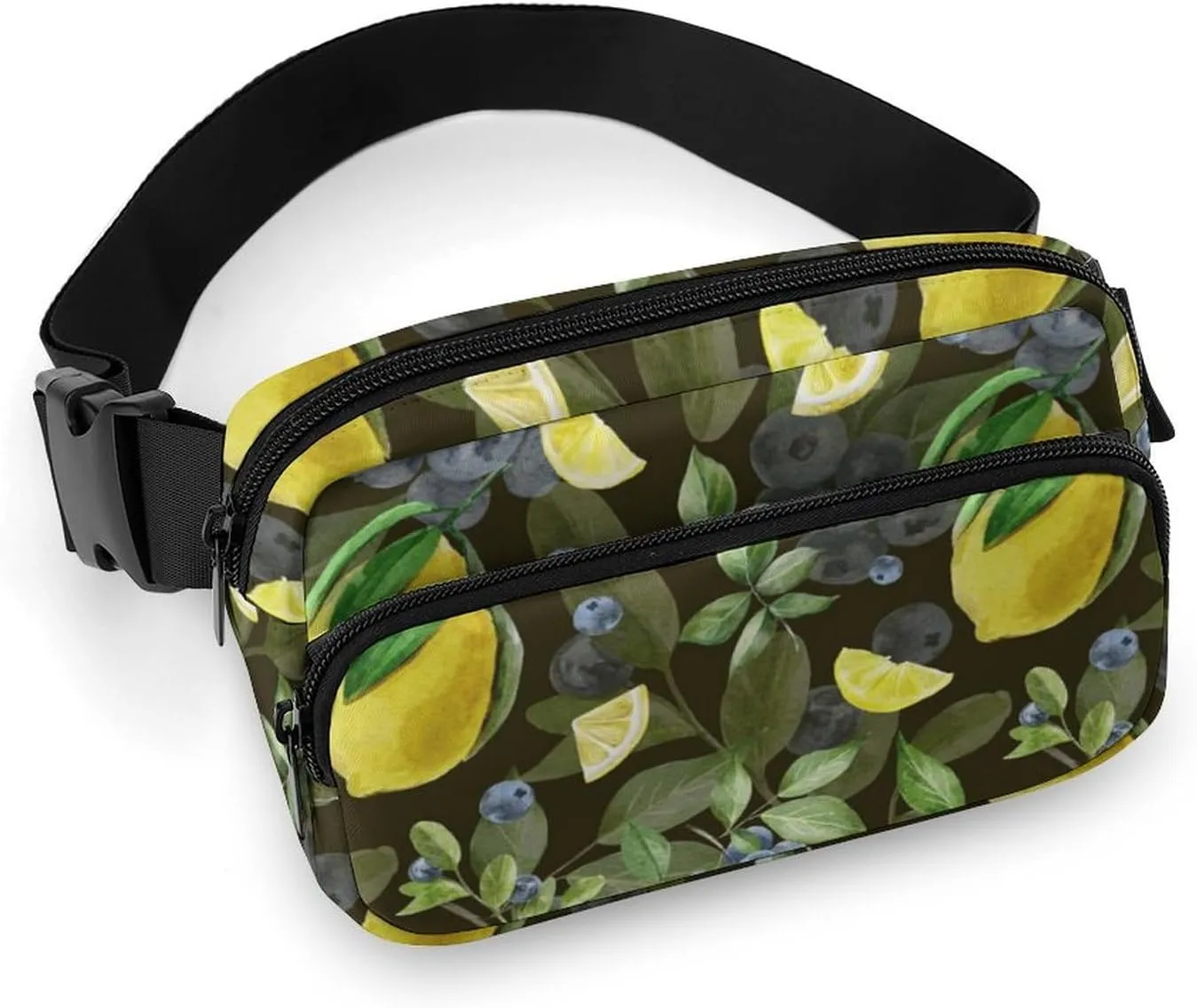 Summer Retro Lemons Fanny Pack Belt Bag with Adjustable Strap Fresh Blueberries Waist Packs Small Pouch Crossbody Bags for Hiking Running Cycling Traveling