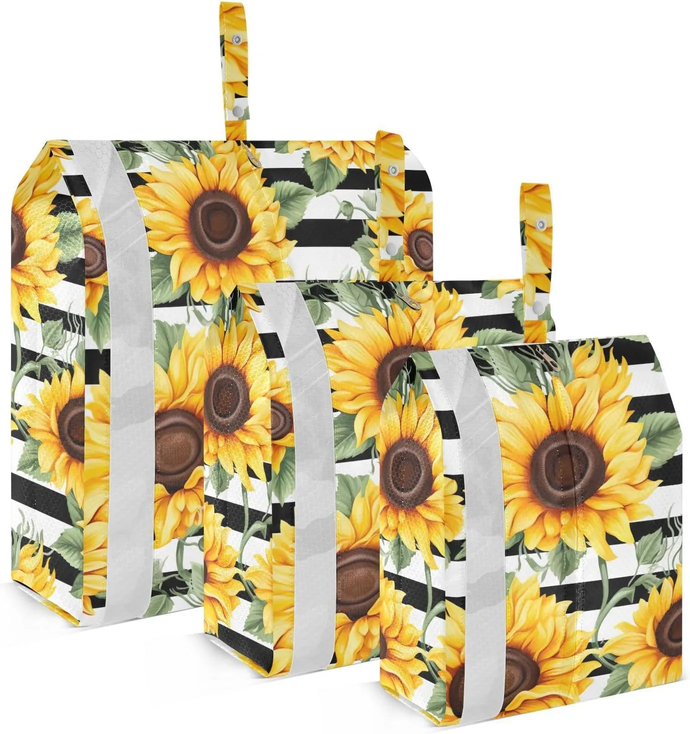 Sunflowers Leaves Stripe Packing Cubes for Travel 3 Set Compression Cubes Luggage Organizers for Easy Packing