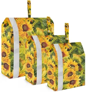 Sunflowers Pattern Packing Cubes Set of 3, Lightweight Travel Luggage Organizers Foldable Bags for Easy Packing and Organization