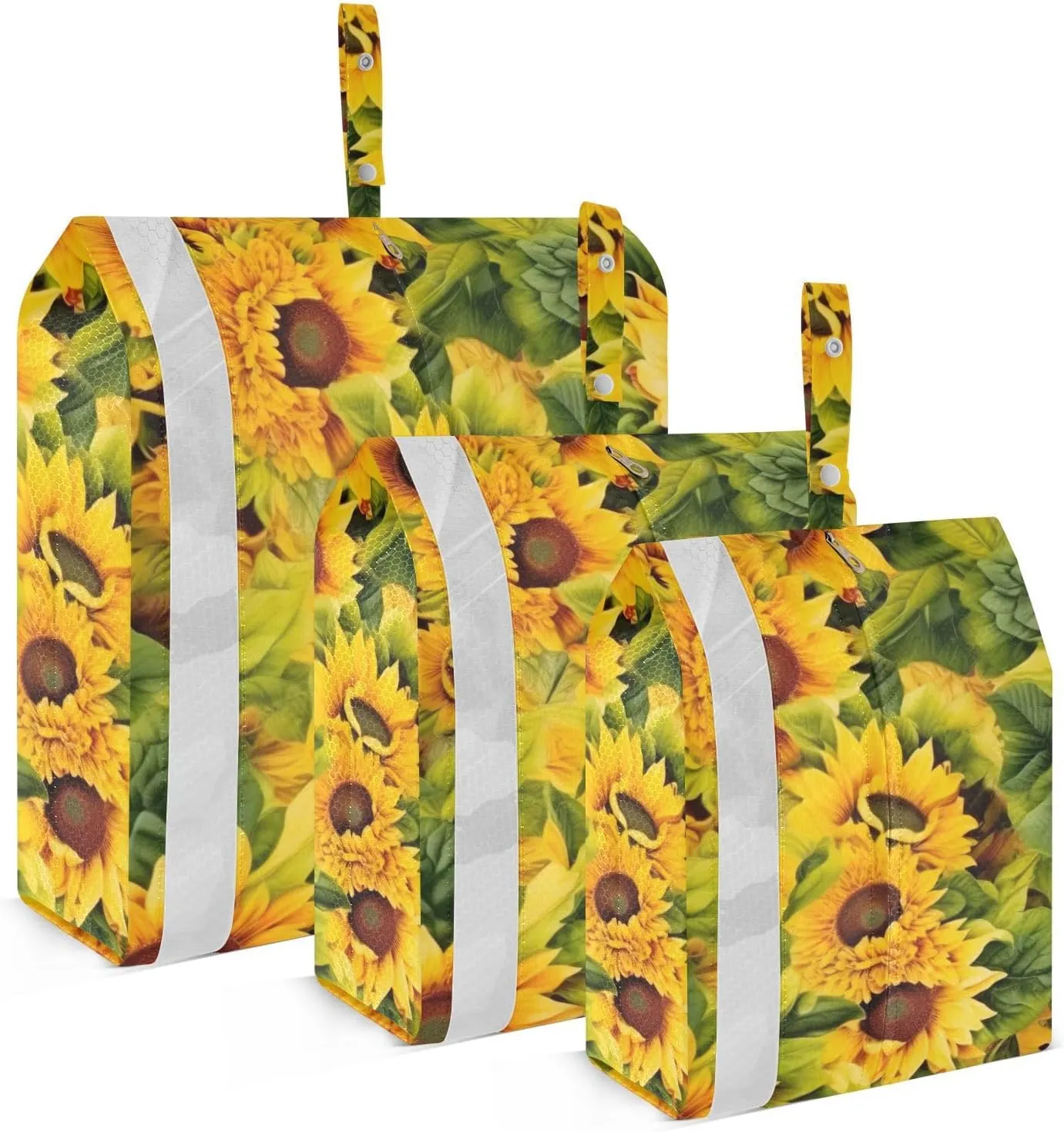 Sunflowers Pattern Packing Cubes Set of 3, Lightweight Travel Luggage Organizers Foldable Bags for Easy Packing and Organization