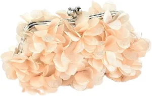 Sweet Fresh Petal Bag Women's Handbag Three-Dimensional Flower Crossbody Shoulder Bag Dress Garment Bag Hanfu Clutch Bag Wallet(Apricot)