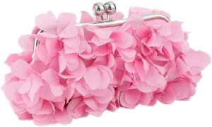 Sweet Fresh Petal Bag Women's Handbag Three-Dimensional Flower Crossbody Shoulder Bag Dress Garment Bag Hanfu Clutch Bag Wallet(Pink)