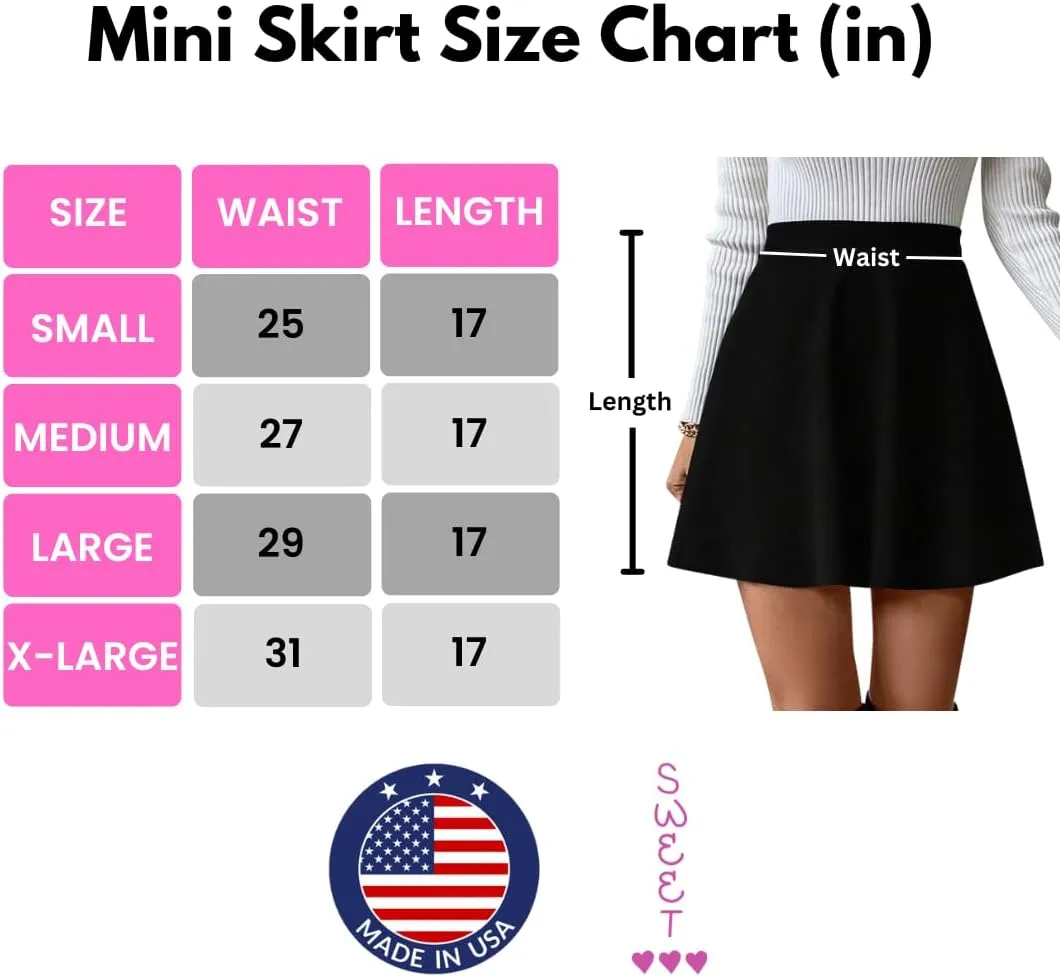 Sweet Hearts Skater Skirts for Women- Basic Casual Versatile Stretchy Mini Tennis Skirt Made in USA