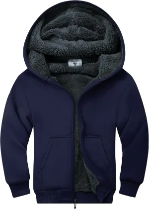 SWISSWELL Kids Fleece Hoodie Full Zip Hooded Sweatshirt Long Sleeve Cozy Jacket for Boys and Girls 6-15 Years Old
