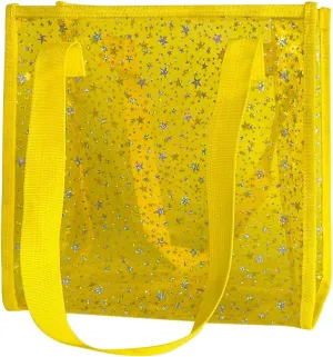 Transparent Tote Bag with Stars Pattern Print, Large Capacity Shopping Bag, Reusable Bag 10 x 9.83.9 inches