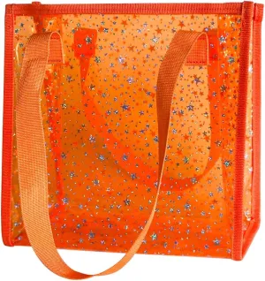 Transparent Tote Bag with Stars Pattern Print, Large Capacity Shopping Bag, Reusable Bag 10 x 9.83.9 inches
