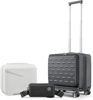 Travel Made Easy with 18" Hard Shell Carry On Luggage, Front Open Door & Laptop Interlayer, Lightweight, Gray