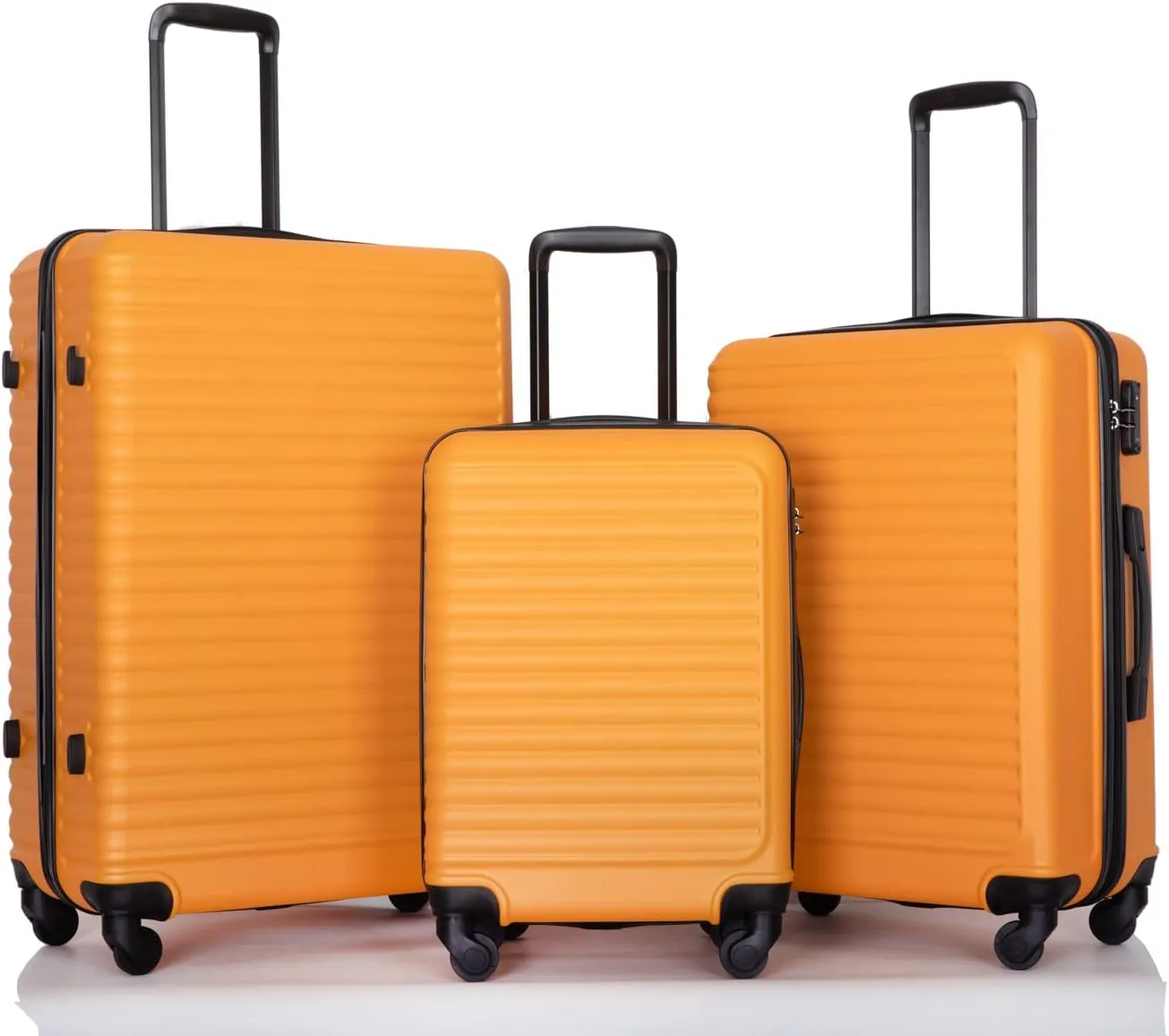 Travel Made Easy with 3-Piece Lightweight Luggage Set, 20/24/28 Inch, Spinner Wheels, Orange