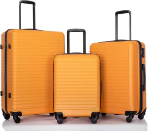 Travel Made Easy with 3-Piece Lightweight Luggage Set, 20/24/28 Inch, Spinner Wheels, Orange