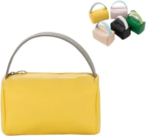 Travel Makeup Bag, Simplistic Waterproof Toiletry Bag Large Capacity Cosmetic Bag with Handles, Makeup Organizer Pouch (Yellow)