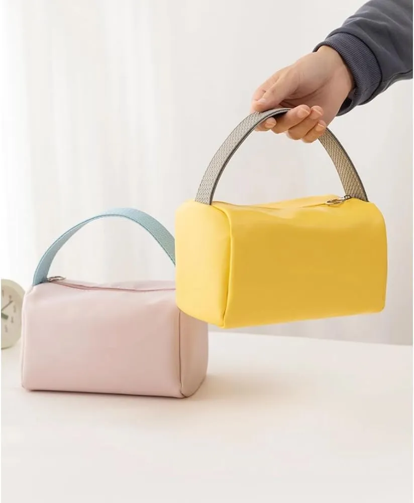 Travel Makeup Bag, Simplistic Waterproof Toiletry Bag Large Capacity Cosmetic Bag with Handles, Makeup Organizer Pouch (Yellow)