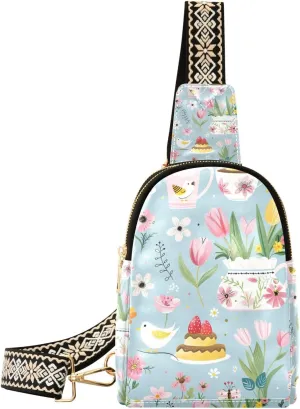 Trendy Fresh Flower Cups Spring fanny packs crossbody cute sling bag for men for day pack