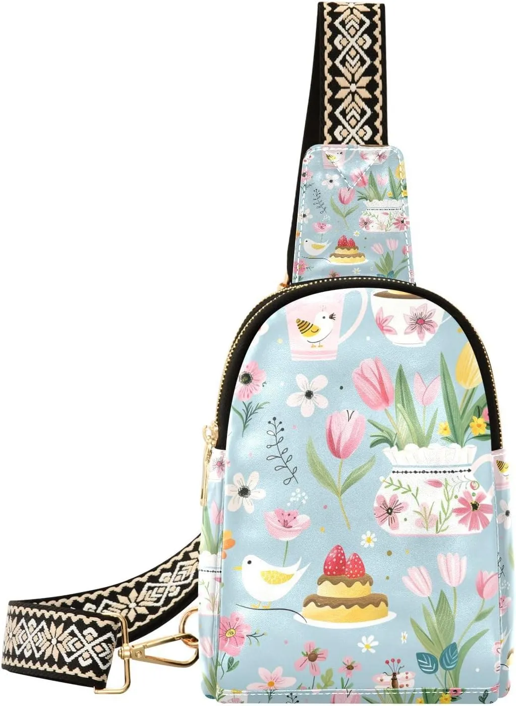 Trendy Fresh Flower Cups Spring fanny packs crossbody cute sling bag for men for day pack