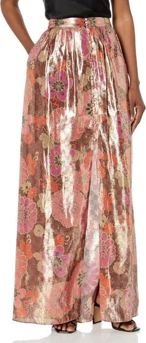 Trina Turk Women's Printed Metallic Silk Maxi Skirt