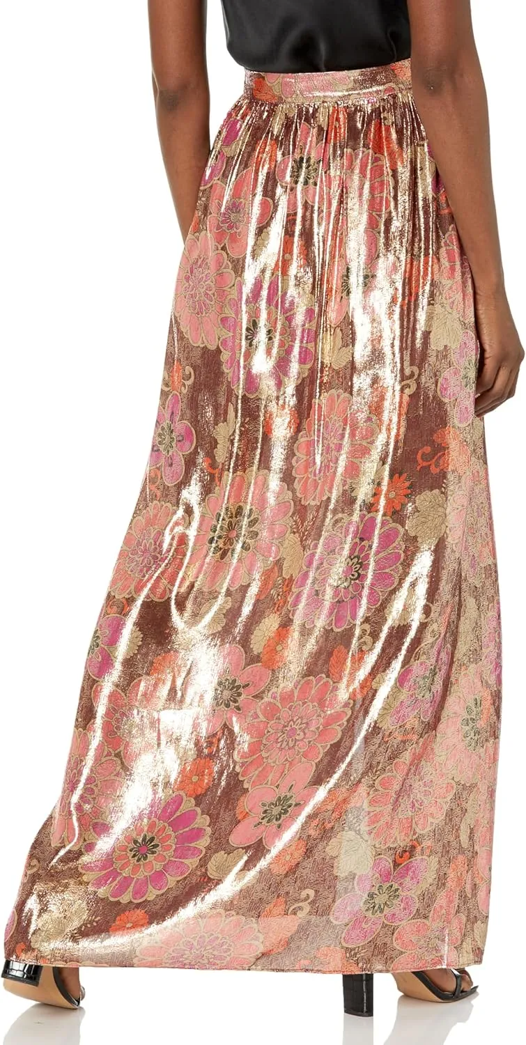 Trina Turk Women's Printed Metallic Silk Maxi Skirt