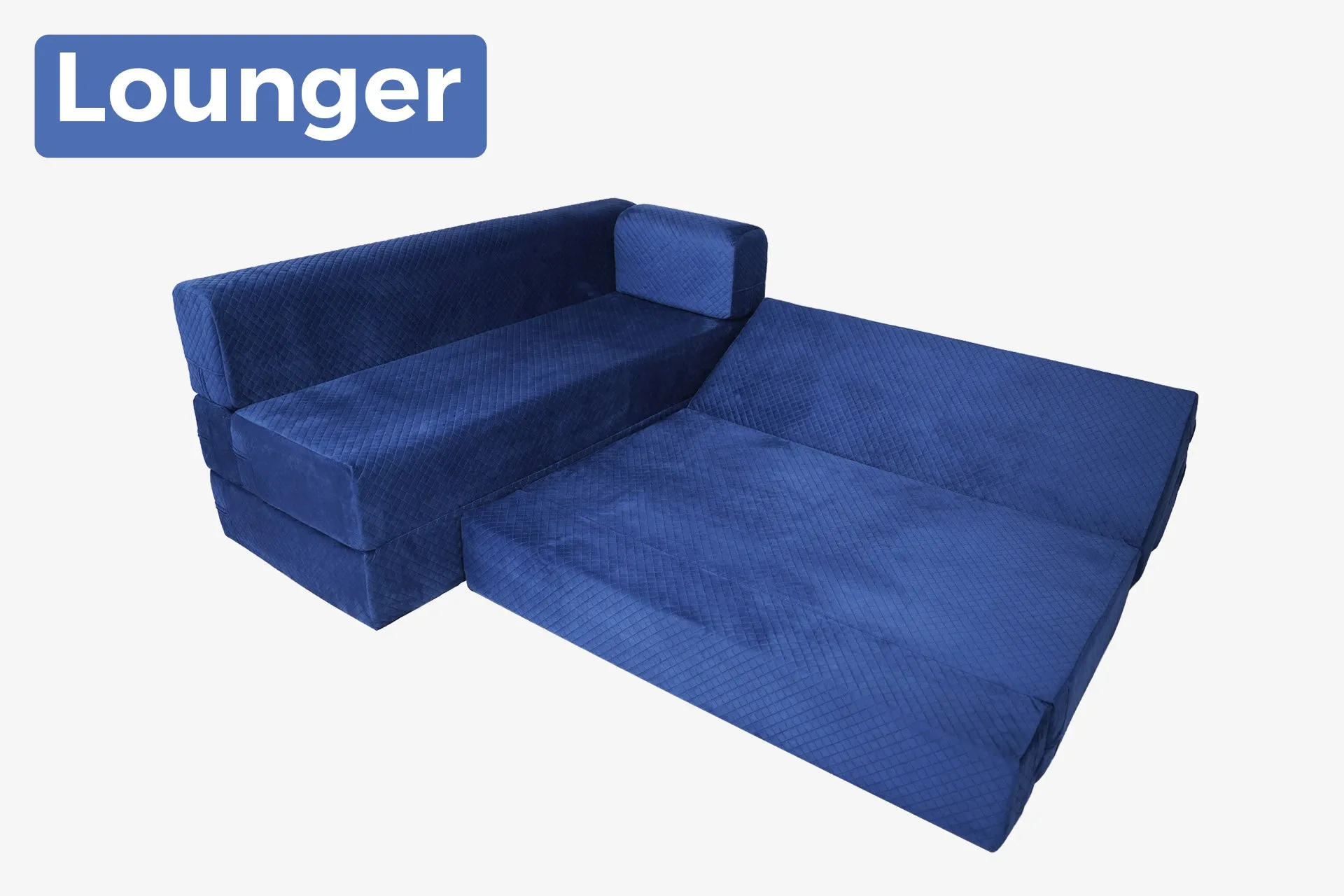 Uberlyfe L Shaped Sofa Bed, Quilted Blue | 5 Seater
