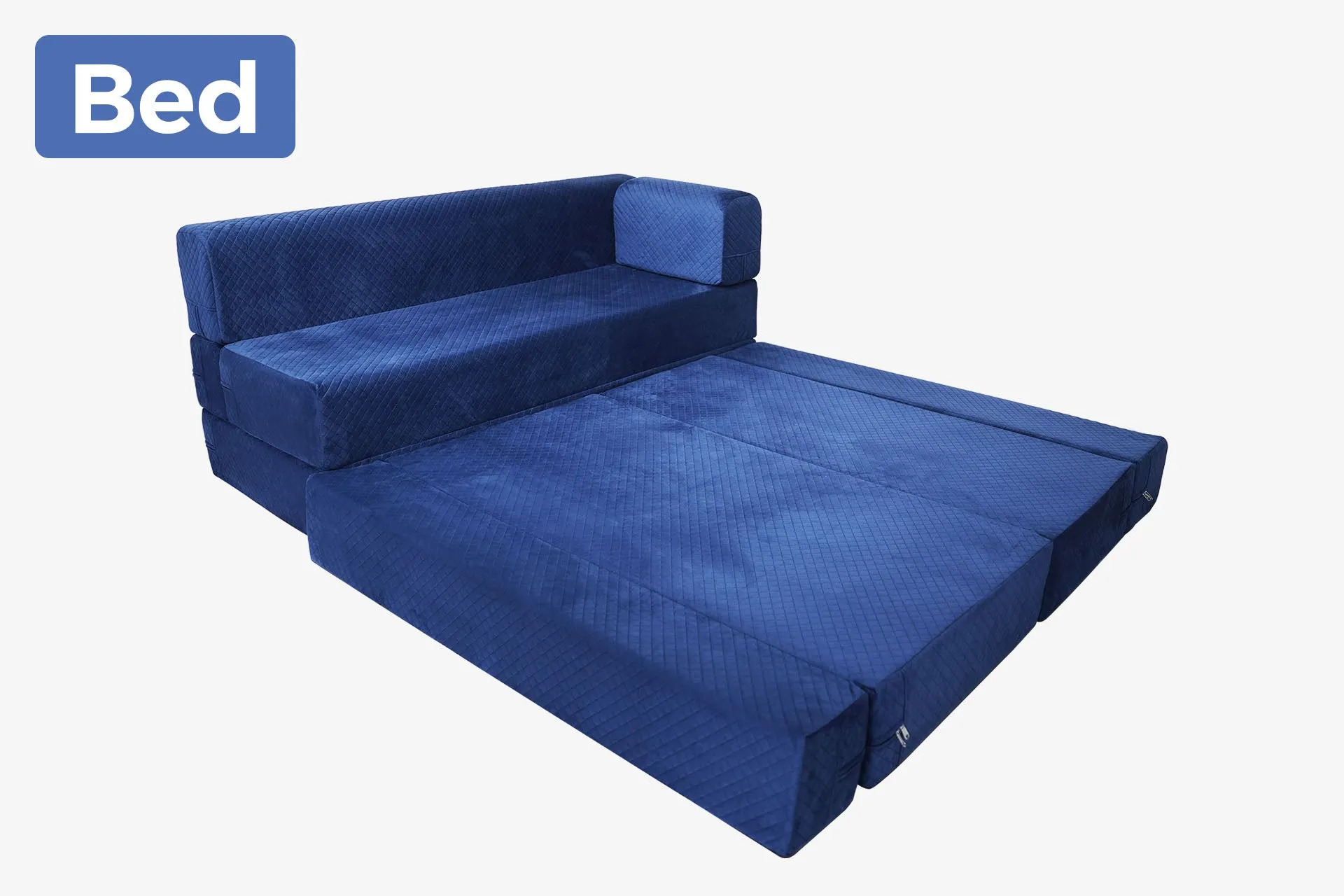 Uberlyfe L Shaped Sofa Bed, Quilted Blue | 5 Seater