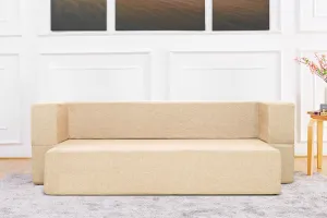 Uberlyfe New Age Folding Sofa Bed, Beige | 3 Seater