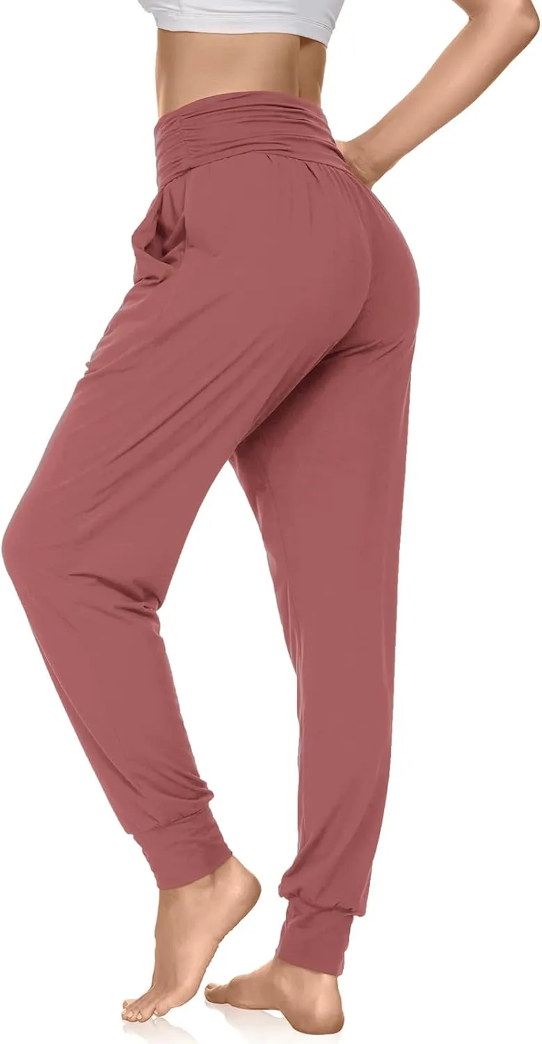 UEU Women's Cozy Yoga Joggers Pants Loose Workout Sweatpants Comfy Lounge Pants with Pockets