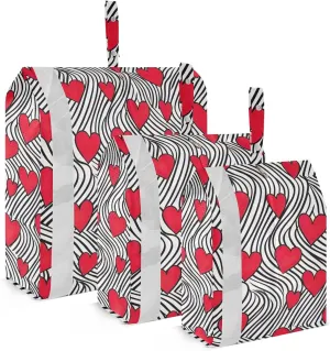 Valentine Day Heart Packing Cubes for Travel 3 Set Compression Bags Luggage Cubes for Easy Packing