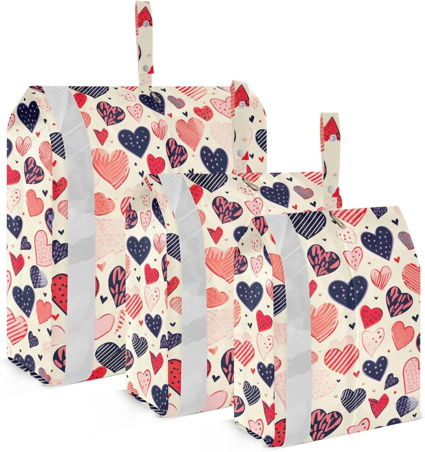 Valentines Day Hearts Packing Cubes for Travel 3 Set Packing Cubes Large Luggage Accessories for Easy Packing