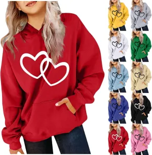 valentines Outfit Girl Oversized Long Sleeve Heart Hoodie Cute Teen Girls Valentine Shirt Preppy Clothes