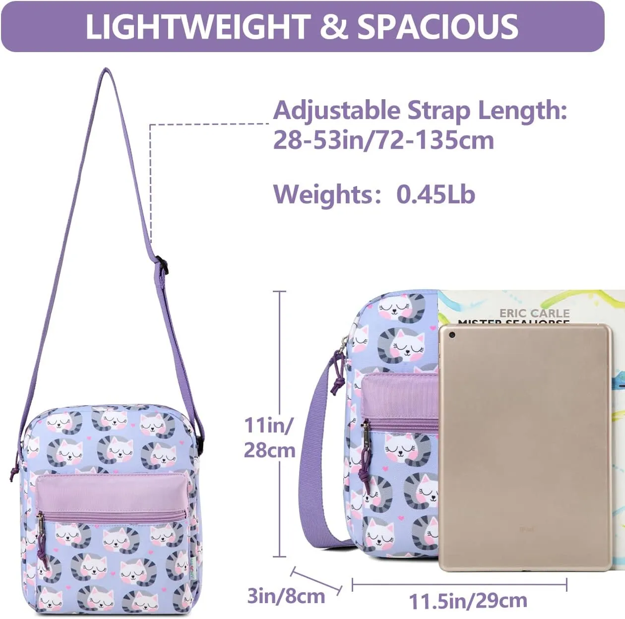 VASCHY Crossbody Bag Purse for Girls, Lightweight Small Messenger Shoulder Bag Gift for Preteen/Teen Little Kids