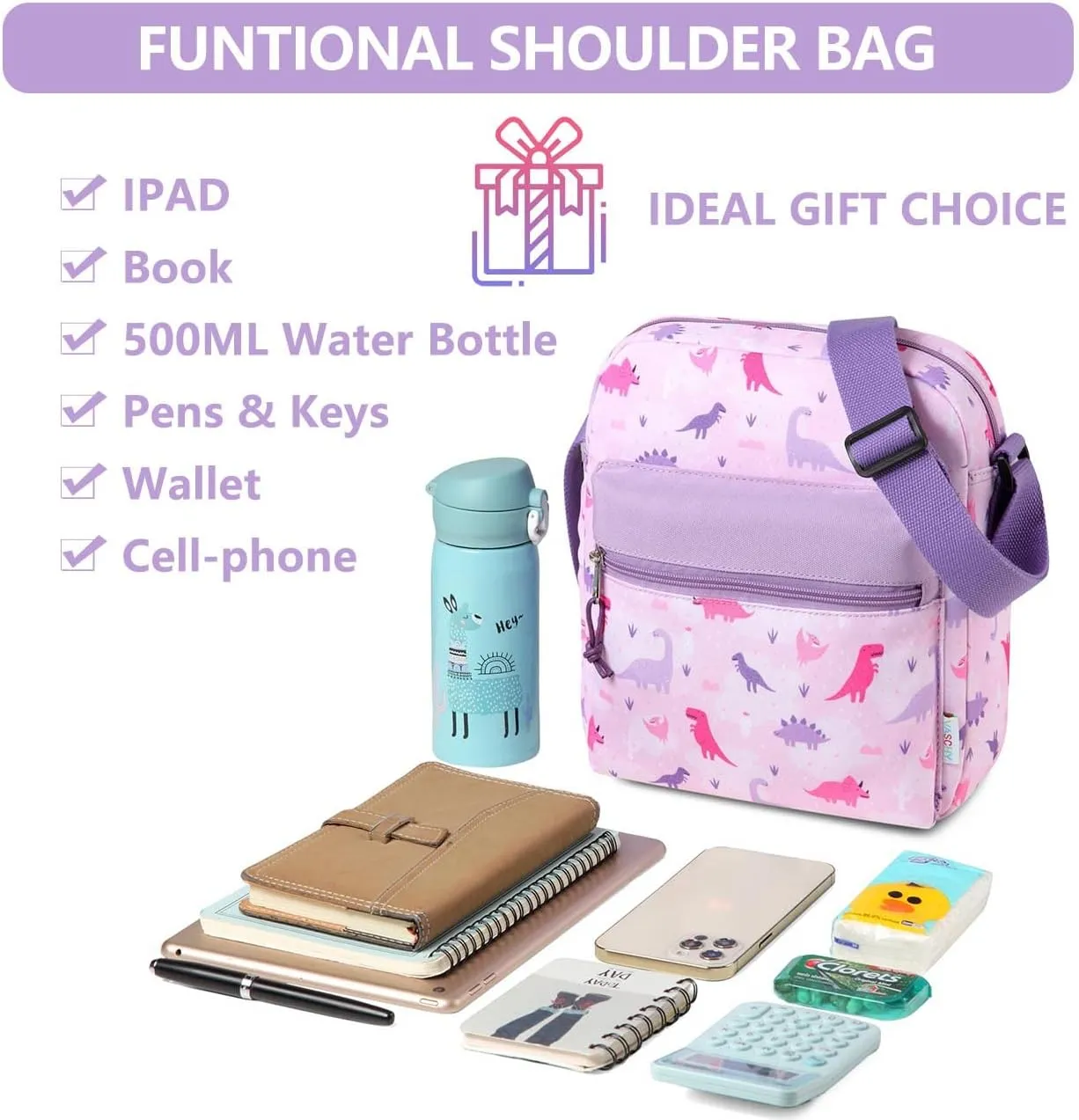 VASCHY Crossbody Bag Purse for Girls, Lightweight Small Messenger Shoulder Bag Gift for Preteen/Teen Little Kids