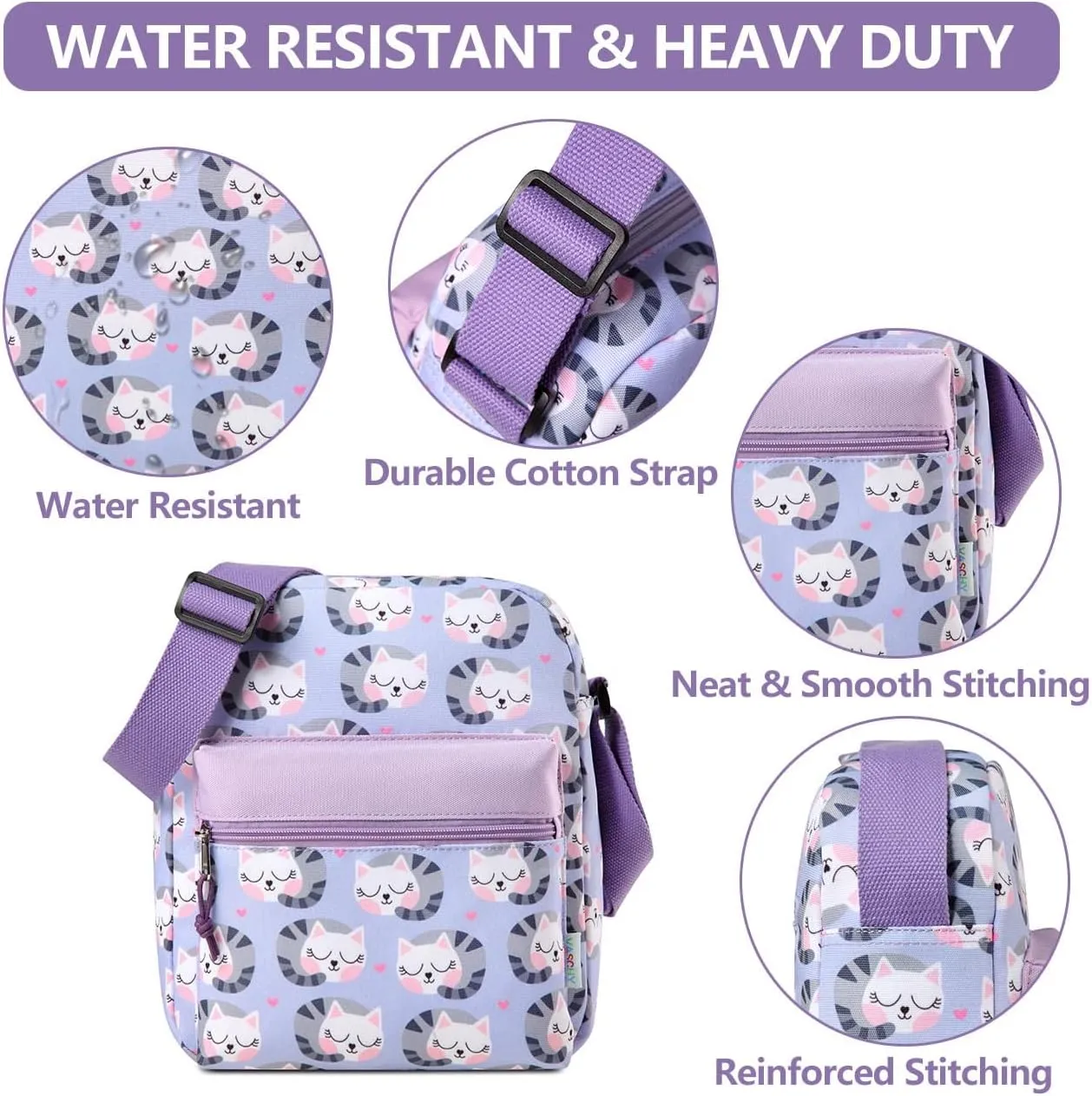 VASCHY Crossbody Bag Purse for Girls, Lightweight Small Messenger Shoulder Bag Gift for Preteen/Teen Little Kids