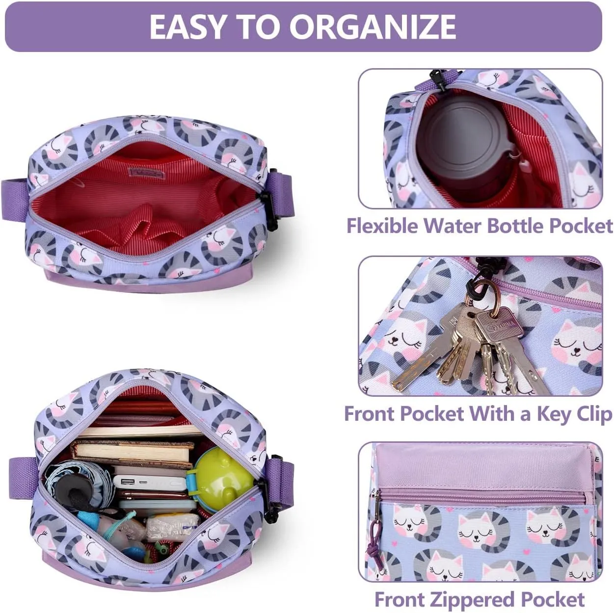 VASCHY Crossbody Bag Purse for Girls, Lightweight Small Messenger Shoulder Bag Gift for Preteen/Teen Little Kids