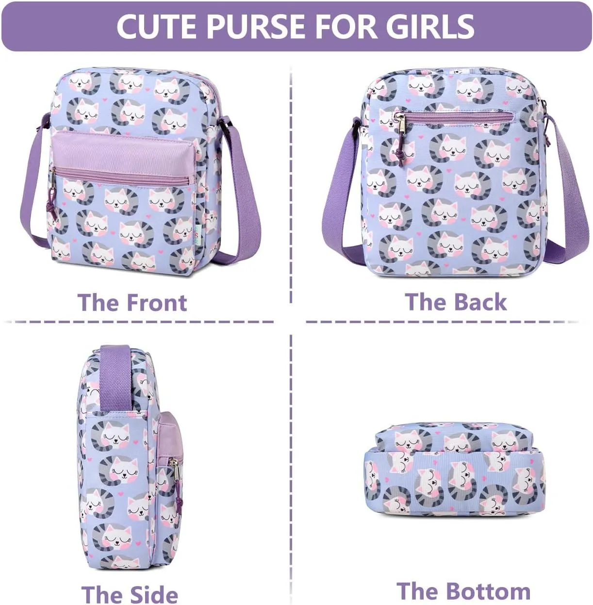 VASCHY Crossbody Bag Purse for Girls, Lightweight Small Messenger Shoulder Bag Gift for Preteen/Teen Little Kids