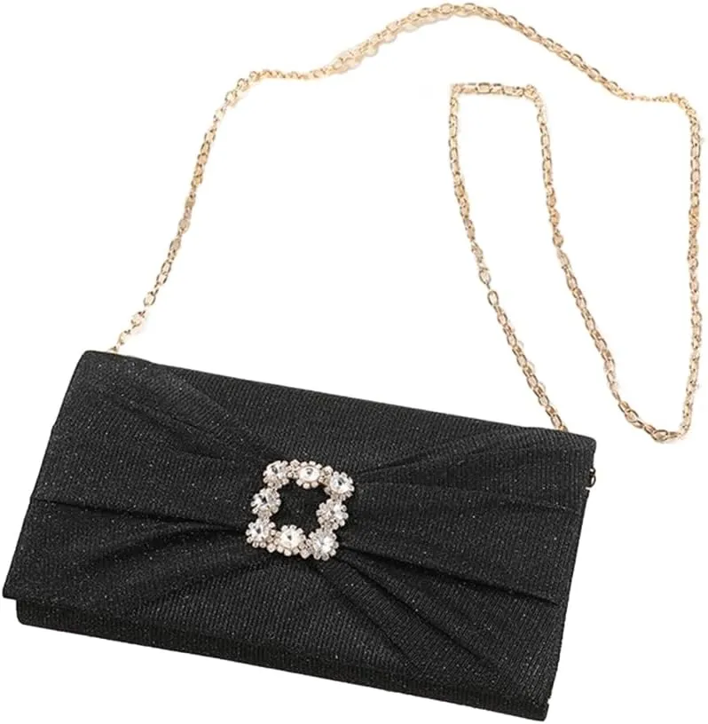 Versatile Womens Pleated Evening Bag Glitter Clutch Purse for Bridal Party Wedding Cocktail Prom Formal Occasions