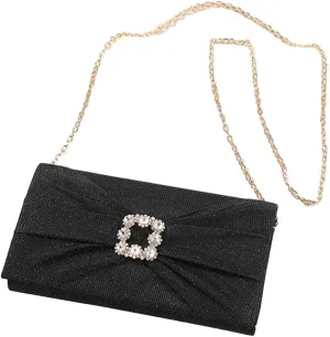 Versatile Womens Pleated Evening Bag Glitter Clutch Purse for Bridal Party Wedding Cocktail Prom Formal Occasions