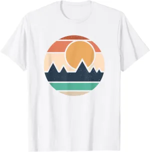 Vintage Retro Mountain Sunrise Sunset T-Shirt