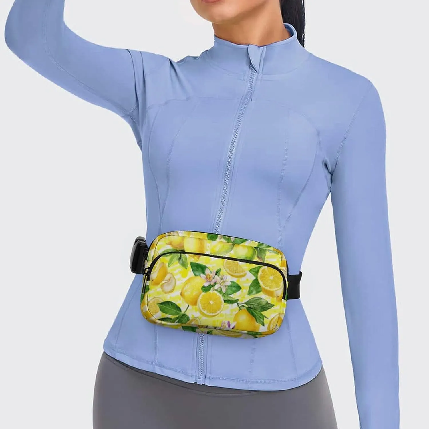 Watercolor Lemons Fanny Pack Belt Bag with Adjustable Strap Summer Fresh Fruit Waist Packs Small Pouch Crossbody Bags for Hiking Running Cycling Traveling