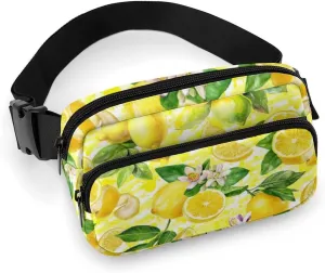 Watercolor Lemons Fanny Pack Belt Bag with Adjustable Strap Summer Fresh Fruit Waist Packs Small Pouch Crossbody Bags for Hiking Running Cycling Traveling