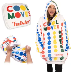 Wearable Blanket Hoodie, 2-in-1 Oversized Hoodie Blanket Pillow, Long Sleeve Sweatshirt Pocket, Cozy Holiday Gift for Men & Women - Hasbro Twister