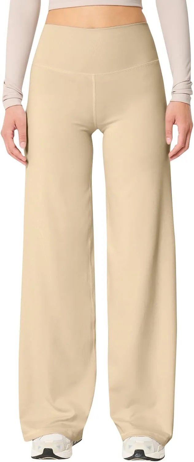 Wide Leg Pants for Women Soft Stretchy Tummy Control Yoga Pants Athletic Workout Pant Cozy Bootcut Leggings Trousers