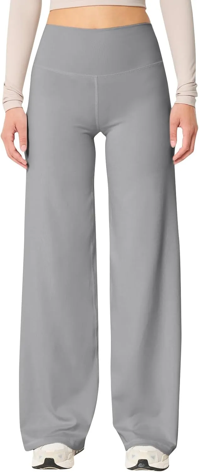 Wide Leg Pants for Women Soft Stretchy Tummy Control Yoga Pants Athletic Workout Pant Cozy Bootcut Leggings Trousers
