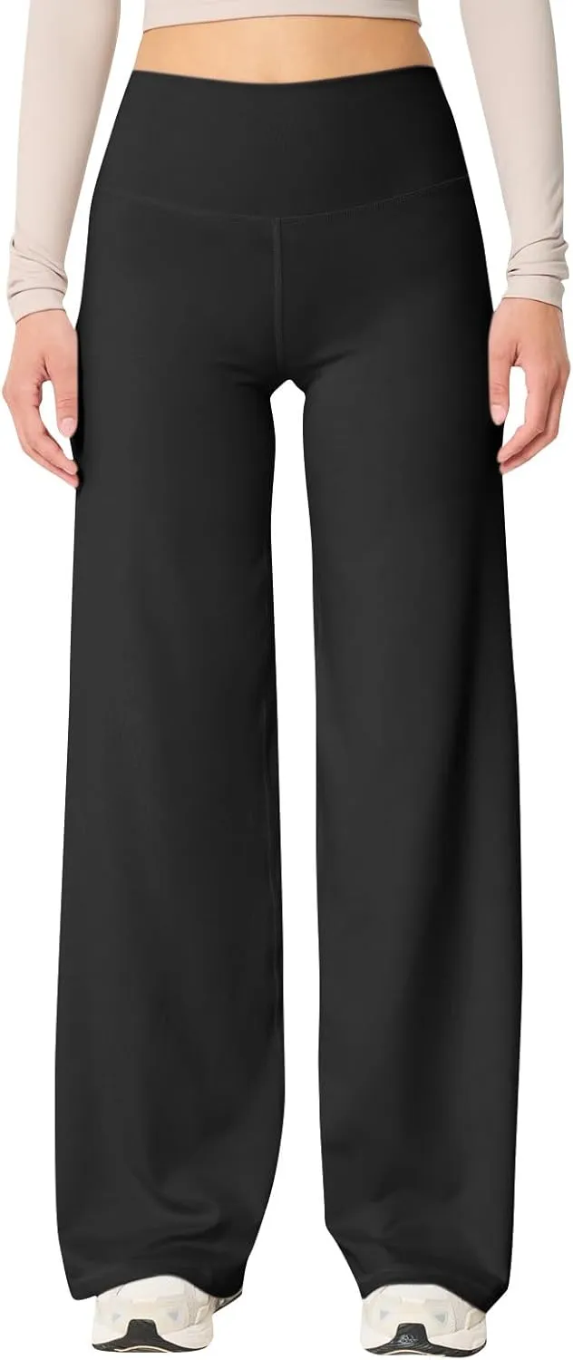 Wide Leg Pants for Women Soft Stretchy Tummy Control Yoga Pants Athletic Workout Pant Cozy Bootcut Leggings Trousers