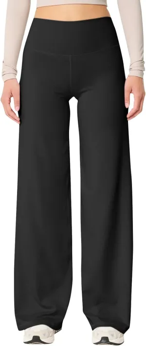 Wide Leg Pants for Women Soft Stretchy Tummy Control Yoga Pants Athletic Workout Pant Cozy Bootcut Leggings Trousers