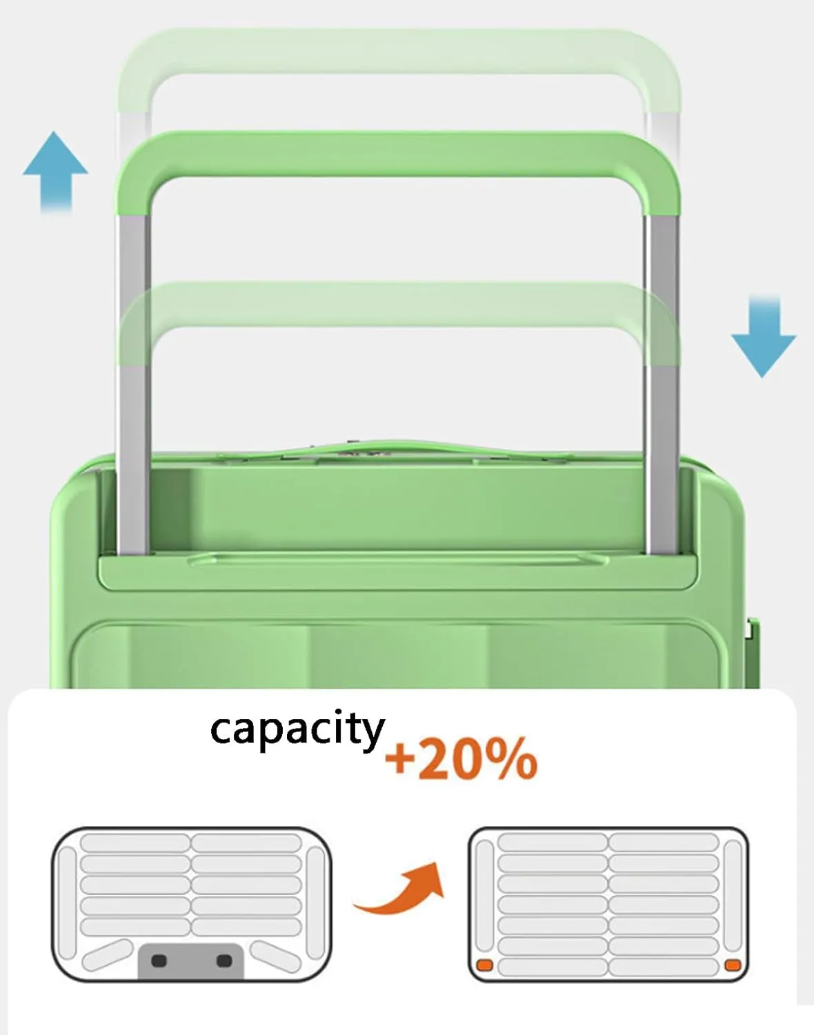 Wide trolley carry-on luggage 20" with wheels suitcase hard shell lightweight travel luggage,Green,24in