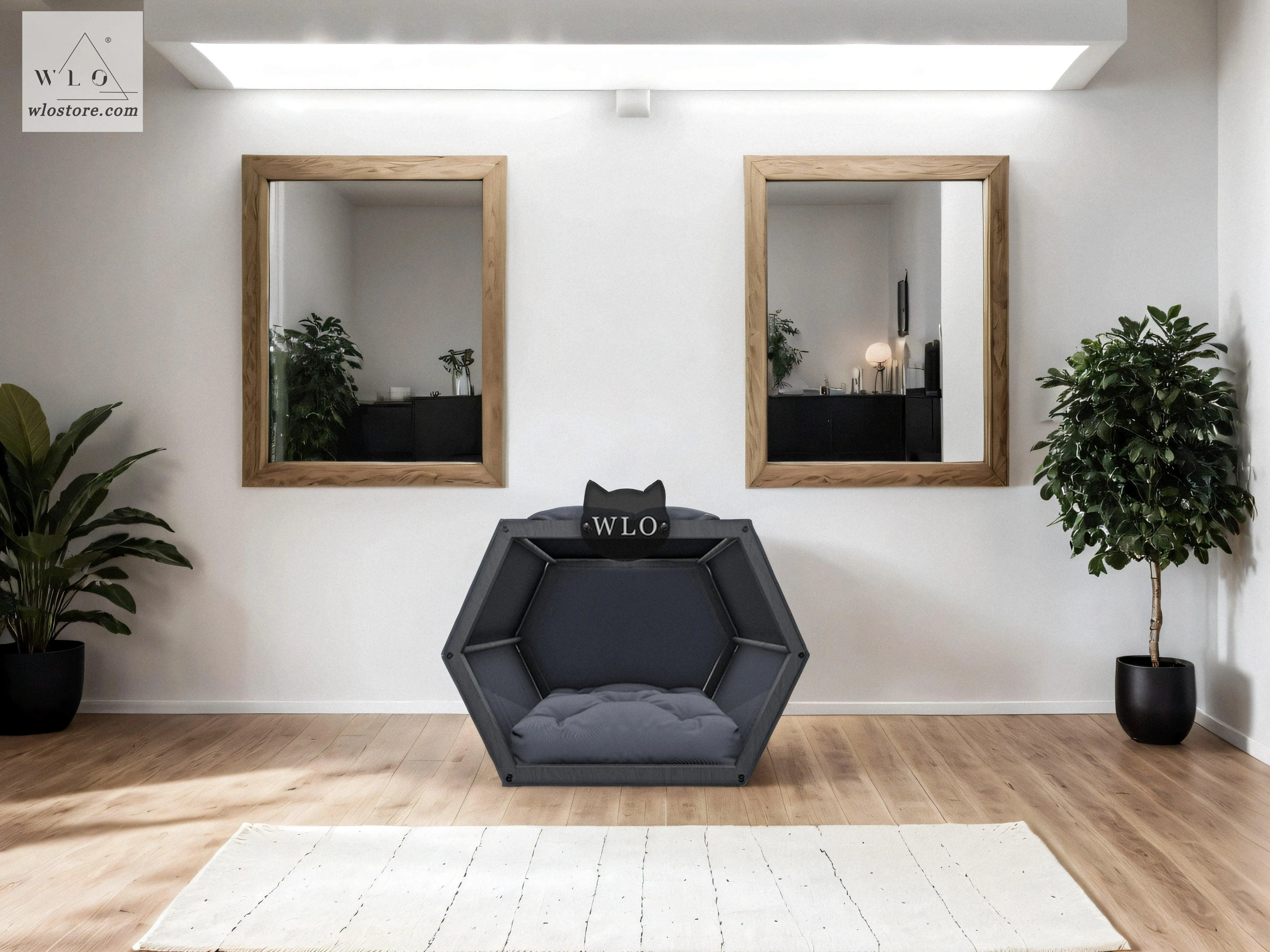 WLO® Gray Hexxon Modern Cat Bed