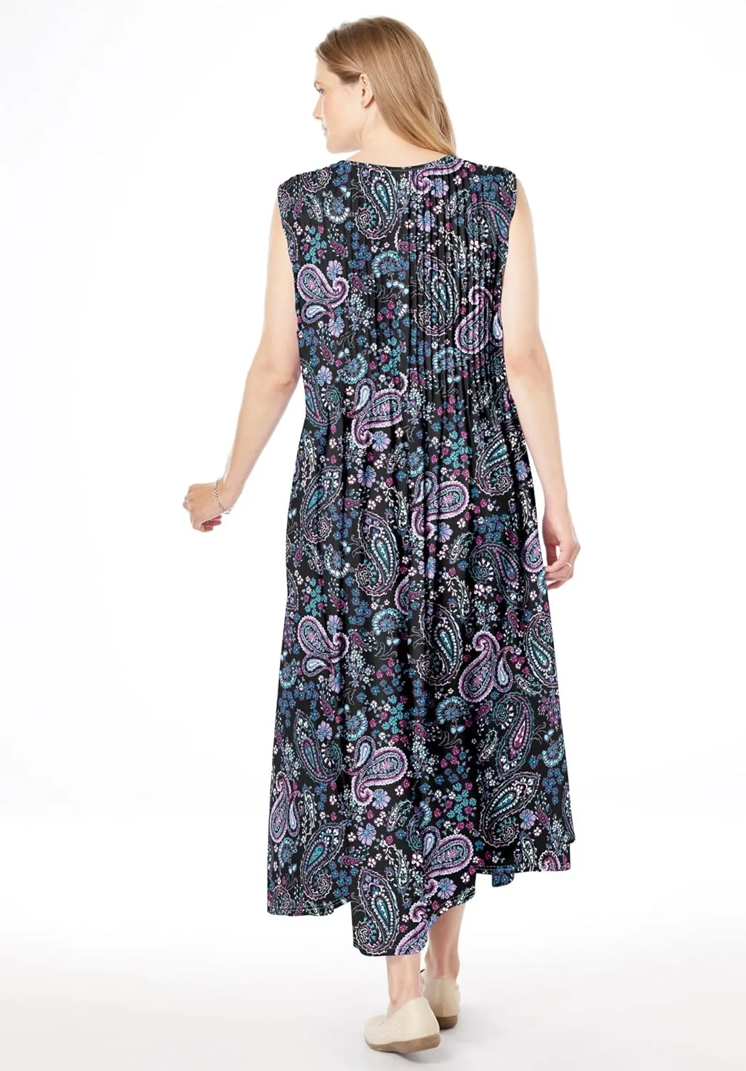 Woman Within Plus Size Pintucked Sleeveless Dress